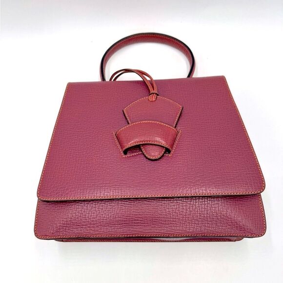 Auth Loewe Bordeaux Leather Barcelona Bag - Picture 7 of 15